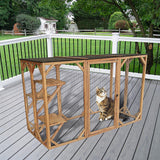 180cm Large Cat Enclosure Wooden Outdoor Cage with 3 Platforms - Front View