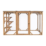 180cm Large Cat Enclosure Wooden Outdoor Cage with 3 Platforms - 45-Degree Angle