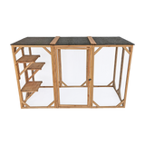 180cm Large Cat Enclosure Wooden Outdoor Cage with 3 Platforms - Rear View