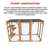 180cm Large Cat Enclosure Wooden Outdoor Cage with 3 Platforms - Close-Up Angle