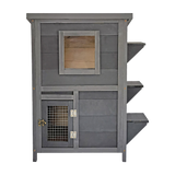 Cat House Weatherproof 2-Story Indoor Outdoor Wooden Shelter Bitumen Roof - Top-Down View