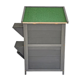 Cat House Weatherproof 2-Story Indoor Outdoor Wooden Shelter Bitumen Roof - Rear View