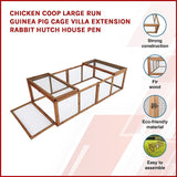 Chicken coop LARGE Run Guinea Pig Cage Villa Extension Rabbit hutch house pen - Side View