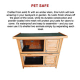 Large Rabbit Hutch with BASE Chicken Coop 2 Storey Guinea Pig Pet Cage House - Close-Up Angle