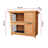 Large Rabbit Hutch with BASE Chicken Coop 2 Storey Guinea Pig Pet Cage House - Low Angle
