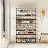 10-Tier Metal Shoe Rack Black – Large 50-Pair Shoe Storage Organiser Shelf