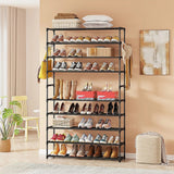 10 Tier Black Shoe Rack Metal Shoe Storage Organizer Rack 50-Pair Large Capacity - Close-Up Angle