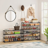 10 Tier Black Shoe Rack Metal Shoe Storage Organizer Rack 50-Pair Large Capacity - 45-Degree Angle