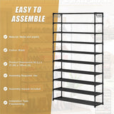 10 Tier Black Shoe Rack Metal Shoe Storage Organizer Rack 50-Pair Large Capacity - Extra Image