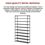 10 Tier Black Shoe Rack Metal Shoe Storage Organizer Rack 50-Pair Large Capacity - Extra Image