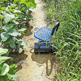 Gardening Seat Portable Height Adjustable Folding Stool Kneeling Pad - Side View