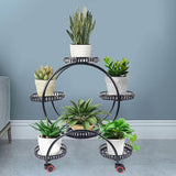 4 Layer 6 Pots Flower Holder Plant Stand Shelf 4-Wheel Free Moving Rack - Side View