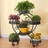 4 Layer 6 Pots Flower Holder Plant Stand Shelf 4-Wheel Free Moving Rack - Front View