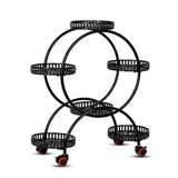 4 Layer 6 Pots Flower Holder Plant Stand Shelf 4-Wheel Free Moving Rack - Top-Down View