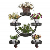 4 Layer 6 Pots Flower Holder Plant Stand Shelf 4-Wheel Free Moving Rack - 45-Degree Angle