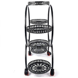 4 Layer 6 Pots Flower Holder Plant Stand Shelf 4-Wheel Free Moving Rack - Rear View