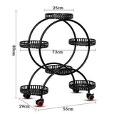 4 Layer 6 Pots Flower Holder Plant Stand Shelf 4-Wheel Free Moving Rack - Extra Image