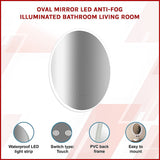 Oval Mirror LED Anti-Fog Illuminated Bathroom Living Room - Side View