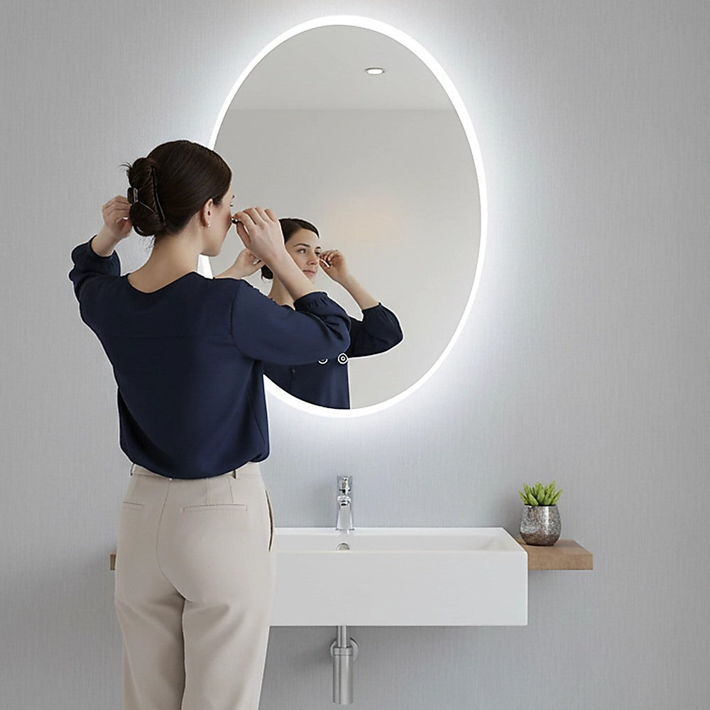 Oval Mirror LED Anti-Fog Illuminated Bathroom Living Room