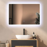 Rectangular Mirror LED Anti-Fog Illuminated Bathroom Living Room - 120x80cm - Front View