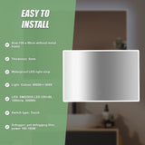 Rectangular Mirror LED Anti-Fog Illuminated Bathroom Living Room - 120x80cm