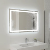 Rectangular Mirror LED Anti-Fog Illuminated Bathroom Living Room - 120x80cm - Close-Up Angle