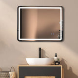 Rectangular Mirror LED Anti-Fog Illuminated Bathroom Living Room - 90x70cm - Front View