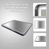 Rectangular Mirror LED Anti-Fog Illuminated Bathroom Living Room - 90x70cm - Low Angle