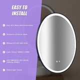 Oval Mirror LED Anti-Fog Illuminated Bathroom Living Room - Extra Image
