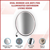 Oval Mirror LED Anti-Fog Illuminated Bathroom Living Room - Side View