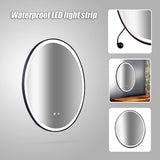 Oval Mirror LED Anti-Fog Illuminated Bathroom Living Room - Close-Up Angle