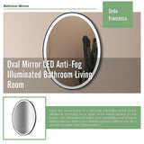 Oval Mirror LED Anti-Fog Illuminated Bathroom Living Room - Low Angle