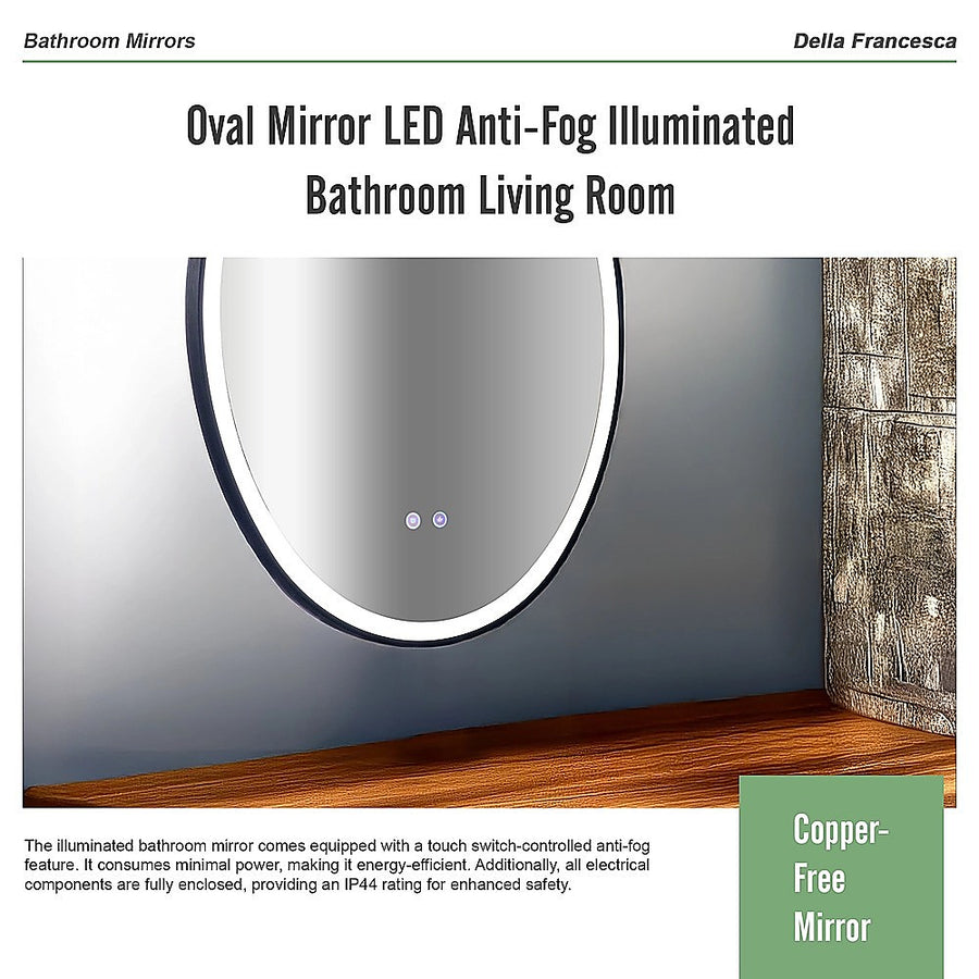 Oval Mirror LED Anti-Fog Illuminated Bathroom Living Room, image 9