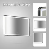 Rectangular Mirror LED Anti-Fog Illuminated Bathroom Living Room - Low Angle