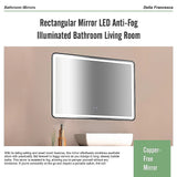 Rectangular Mirror LED Anti-Fog Illuminated Bathroom Living Room - Extra Image