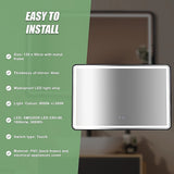 Rectangular Mirror LED Anti-Fog Illuminated Bathroom Living Room