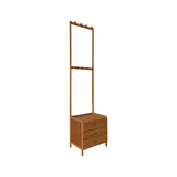 42x165cm Dark Wood Wooden Hall Stand Floor Coat Rack with Drawer Modern Minimalist