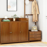 42x165cm Dark Wood Wooden Hall Stand Floor Coat Rack with Drawer Modern Minimalist