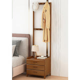 42x165cm Dark Wood Wooden Hall Stand Floor Coat Rack with Drawer Modern Minimalist