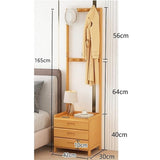 42x165cm Wooden Hall Stand Modern Style Minimalist Home Floor Coat Rack with Drawer - Close-Up Angle