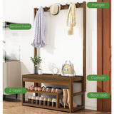 97x168cm Hallway Bench Coat Rack Stand Multifunctional Hall Shelf Entryway - 45-Degree Angle