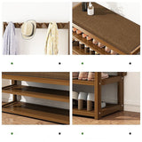 97x168cm Hallway Bench Coat Rack Stand Multifunctional Hall Shelf Entryway - Rear View