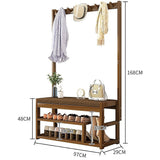 97x168cm Hallway Bench Coat Rack Stand Multifunctional Hall Shelf Entryway - Extra Image