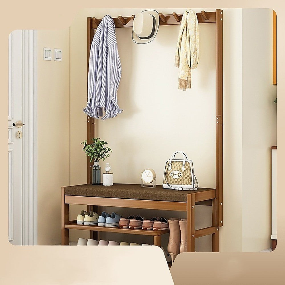 97x168cm Hallway Bench Coat Rack Stand Multifunctional Hall Shelf Entryway
