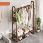 Dark Wood 160x100cm Clothes Rack Slim Stylish Space Saving