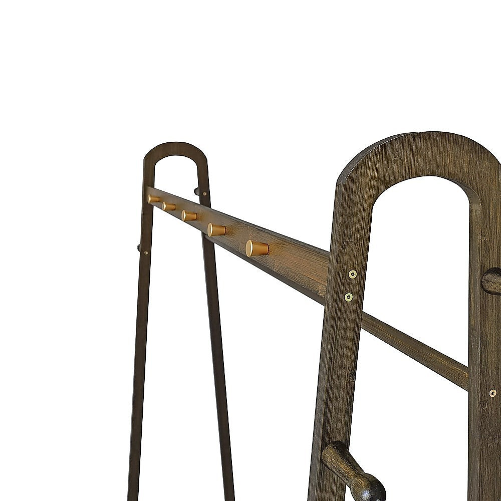 Dark Wood 160x100cm Clothes Rack Slim Stylish Space Saving