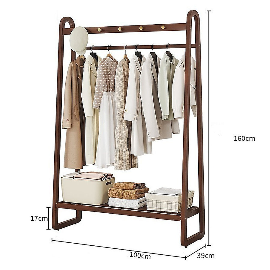 Dark Wood 160x100cm Clothes Rack Slim Stylish Space Saving