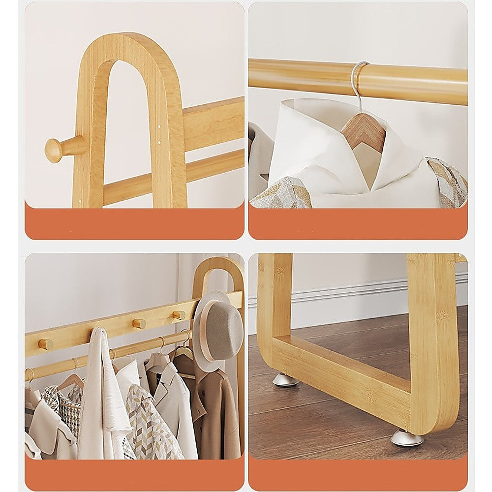 Wood 160x100cm Clothes Rack Slim Stylish Space Saving