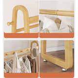 Wood 160x100cm Clothes Rack Slim Stylish Space Saving