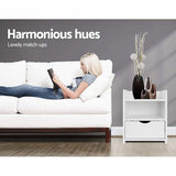 Bedside Table Side Nightstand Storage Drawer Shelf Bedroom Unit - Side View